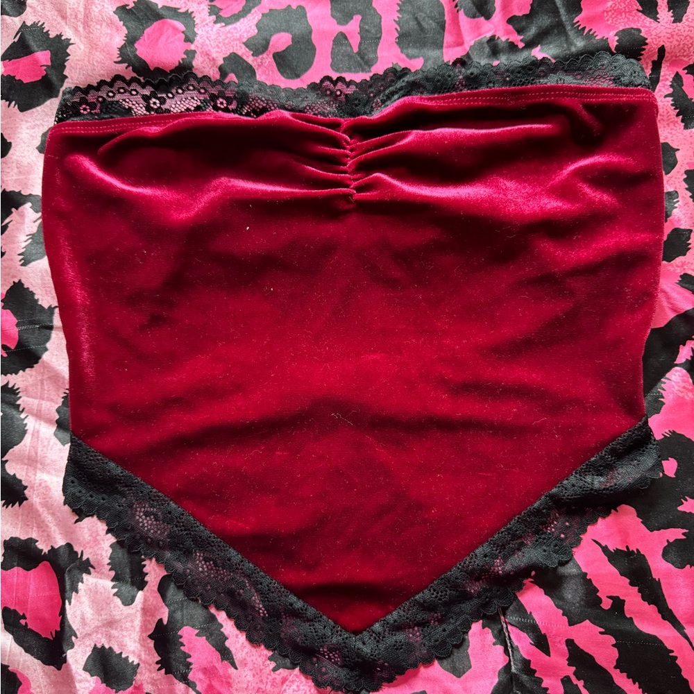 SHEIN Burgandy Red Velvet Lace Crop top !